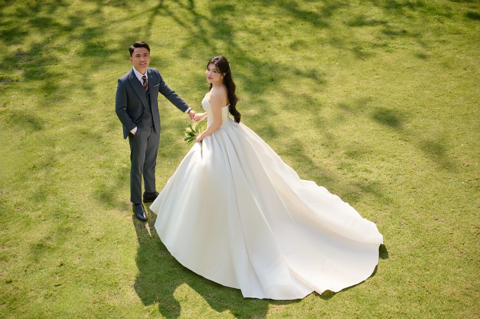 Wedding couple walking